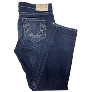 True Religion Men 38 Moto Skinny Run Stitch Denim